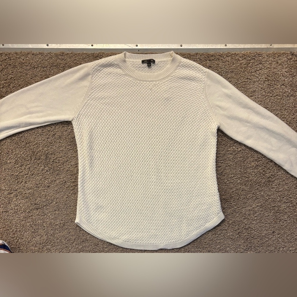 Stitch Fix Lety & Me Elbow Patch Sweater Women Lg Off White Knit Great Condition